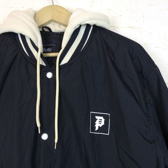 Primitive Skateboarding Varsity Jacket Mens XL Black Hoodie Quilted Lined Bomber - Picture 4 of 10